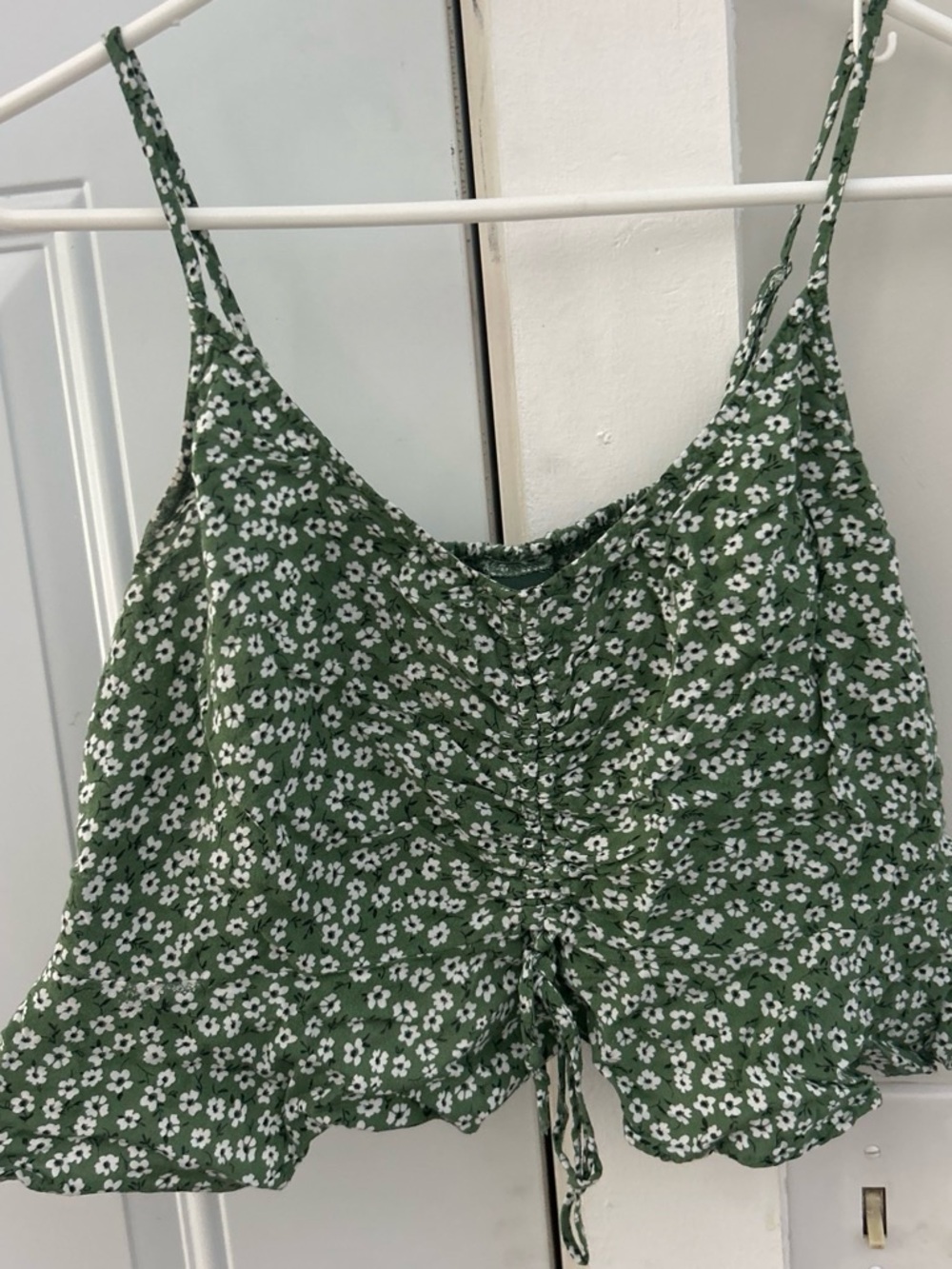 wild fable Green Floral Ruched Drawstring Cami Tank